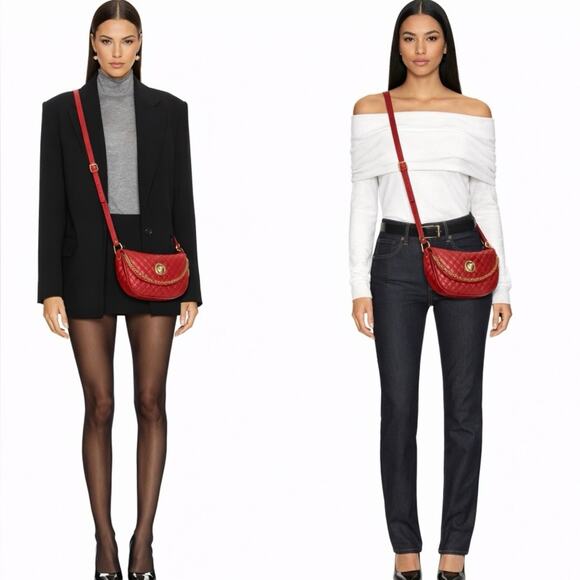 Versace Medusa Red Quilted Crossbody Bag - Picture 2 of 10